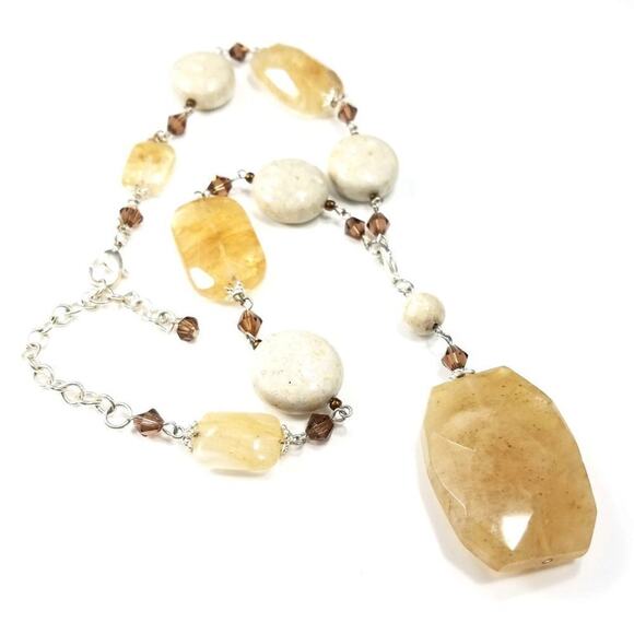 Premier Designs Glass Faux Stone Necklace, Topaz Crystal Rhinestones, 18 Inches - Picture 10 of 10